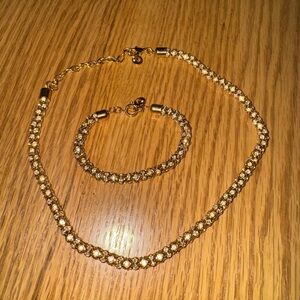 Swarovski Elegant Gold Necklace and Bracelet Set 360 crystals